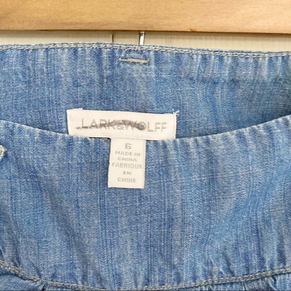 Lark & Wolff Chambray Denim Mini Skirt w/ Pockets - Picture 2 of 7